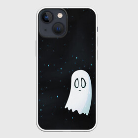 Чехол для iPhone 13 mini с принтом A Lonely Ghost в Тюмени,  |  | Тематика изображения на принте: ghost | sans | undertale | азриэль | андайн | гастер | надоедливая собака | одиночество | папирус | приведение | санс | скелет | сноудрейк