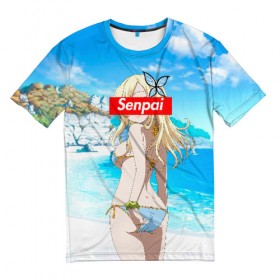 Мужская футболка 3D с принтом Anime (Senpai 3) в Тюмени, 100% полиэфир | прямой крой, круглый вырез горловины, длина до линии бедер | ahegao | anime | manga | sempai | senpai | аниме | ахегао | манга | семпай | сенпай