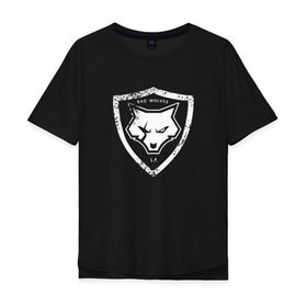 Мужская футболка хлопок Oversize с принтом Bad Wolves в Тюмени, 100% хлопок | свободный крой, круглый ворот, “спинка” длиннее передней части | bad | bad wolves | band | la | logo | metal | music | rock | white | wolf | волк | металл | музыка | рок