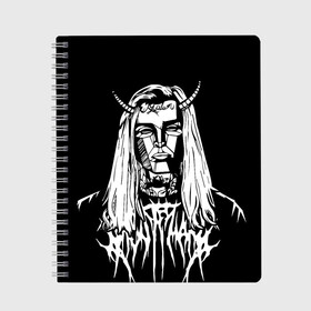 Тетрадь с принтом Ghostemane devil в Тюмени, 100% бумага | 48 листов, плотность листов — 60 г/м2, плотность картонной обложки — 250 г/м2. Листы скреплены сбоку удобной пружинной спиралью. Уголки страниц и обложки скругленные. Цвет линий — светло-серый
 | ghostemane | ghostemane mercury | ghostemane nihi | trash gang | гостмейн