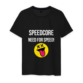 Мужская футболка хлопок с принтом Speedcore в Тюмени, 100% хлопок | прямой крой, круглый вырез горловины, длина до линии бедер, слегка спущенное плечо. | frenchcore | gabber | hardcore | hardcoremusic | speedcore