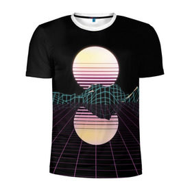 Мужская футболка 3D спортивная с принтом Retro Wave в Тюмени, 100% полиэстер с улучшенными характеристиками | приталенный силуэт, круглая горловина, широкие плечи, сужается к линии бедра | hipster | neon | retro wave | vaporwave | геометрия | космос | неон | хипстер