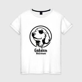 Женская футболка хлопок с принтом Пират Золотистий ретривер в Тюмени, 100% хлопок | прямой крой, круглый вырез горловины, длина до линии бедер, слегка спущенное плечо | 