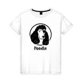 Женская футболка хлопок с принтом Пират Пудель в Тюмени, 100% хлопок | прямой крой, круглый вырез горловины, длина до линии бедер, слегка спущенное плечо | dog | dog face | pirate | poodle | пират | пудель | собака