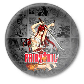 Значок с принтом Fairy Tail (Эльза) в Тюмени,  металл | круглая форма, металлическая застежка в виде булавки | anime | fairy tail | manga | аниме | манга | фейри тейл | фея | хвост | хвост феи | эльза