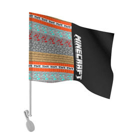 Флаг для автомобиля с принтом Minecraft (Blocks) в Тюмени, 100% полиэстер | Размер: 30*21 см | creeper | game | minecraft | игра | криппер | майн | майнкрафт | стив