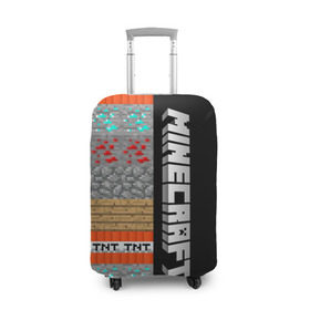 Чехол для чемодана 3D с принтом Minecraft (Blocks) в Тюмени, 86% полиэфир, 14% спандекс | двустороннее нанесение принта, прорези для ручек и колес | creeper | game | minecraft | игра | криппер | майн | майнкрафт | стив