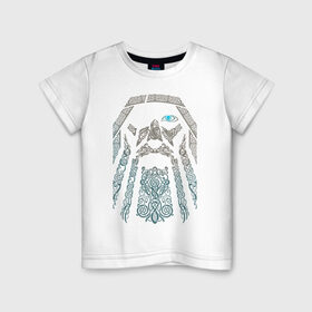 Детская футболка хлопок с принтом Odinn в Тюмени, 100% хлопок | круглый вырез горловины, полуприлегающий силуэт, длина до линии бедер | good | viking | vikings | бог | викинг | викинги | кельтское | один | плетение | скандинавы | язычник