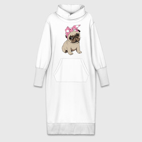 Платье удлиненное хлопок с принтом Собачка в Тюмени,  |  | dog | pug | мопс | собака