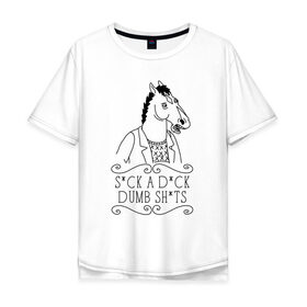 Мужская футболка хлопок Oversize с принтом BoJack в Тюмени, 100% хлопок | свободный крой, круглый ворот, “спинка” длиннее передней части | Тематика изображения на принте: bojack | horseman | боджек | конь
