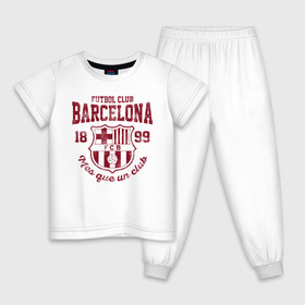 Детская пижама хлопок с принтом Барселона в Тюмени, 100% хлопок |  брюки и футболка прямого кроя, без карманов, на брюках мягкая резинка на поясе и по низу штанин
 | Тематика изображения на принте: barca | barcelona | barsa | fc barcelona | барса | барселона | болел | испания | каталонцы | клубная | лалига | сине гранатовые | фанатская | форма | футбол | футбольная | футбольный клуб
