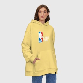 Худи SuperOversize хлопок с принтом NBA - Game Time в Тюмени, 70% хлопок, 30% полиэстер, мягкий начес внутри | карман-кенгуру, эластичная резинка на манжетах и по нижней кромке, двухслойный капюшон
 | and1 | basketball | coach | game | james | jordan | lebron | mvp | nba | player | slam dunk | sport | streetball | team | баскетбол | баскетболист | бросок | джеймс | джордан | игра | игрок | леброн | мяч | нба | победа | слэм данк | спорт | тре