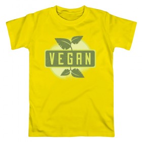 Мужская футболка хлопок с принтом Веган в Тюмени, 100% хлопок | прямой крой, круглый вырез горловины, длина до линии бедер, слегка спущенное плечо. | vegan | веган | еда | здоровая | здоровая пища | растения
