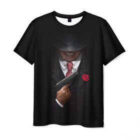 Мужская футболка 3D с принтом Mafia в Тюмени, 100% полиэфир | прямой крой, круглый вырез горловины, длина до линии бедер | gangster | gun | gungster | illustration | mafia | арт | галстук | гангстер | гвоздика | зубы | костюм | крестный отец | мафия | минимализм | оружие | пистолет | пуля | темный | черный | шляпа