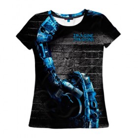 Женская футболка 3D с принтом Imagine Dragons в Тюмени, 100% полиэфир ( синтетическое хлопкоподобное полотно) | прямой крой, круглый вырез горловины, длина до линии бедер | dragons | evolve | imagines | imagining | radioactive | вообрази | драгонс | драконов | имеджин | рок | хит