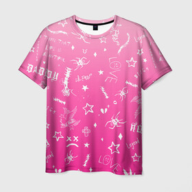 Мужская футболка 3D с принтом Lil Peep tatu в Тюмени, 100% полиэфир | прямой крой, круглый вырез горловины, длина до линии бедер | hip hop | lil peep | lilpeep | lilpip | pink | rap | rep | runaway | лил пип | лилпип | реп | розовый | рэп | тату | татуировки лилпипа | хип хоп | эмо рэп