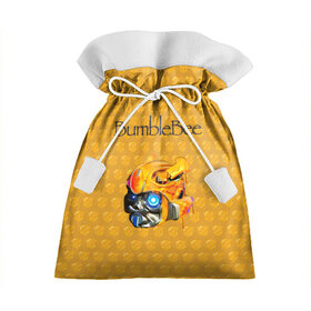 Подарочный 3D мешок с принтом BumbleBee в Тюмени, 100% полиэстер | Размер: 29*39 см | 2019 | bumble bee | transformers | арт | бамблби | желтая | киборг | классная | мёд | надпись | прикольная | пчела | робот | соты | трансформеры | улей | фильм