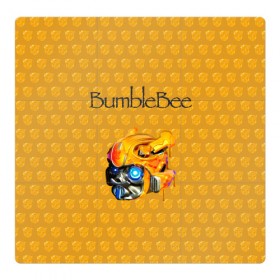 Магнитный плакат 3Х3 с принтом BumbleBee в Тюмени, Полимерный материал с магнитным слоем | 9 деталей размером 9*9 см | Тематика изображения на принте: 2019 | bumble bee | transformers | арт | бамблби | желтая | киборг | классная | мёд | надпись | прикольная | пчела | робот | соты | трансформеры | улей | фильм