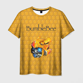 Мужская футболка 3D с принтом BumbleBee в Тюмени, 100% полиэфир | прямой крой, круглый вырез горловины, длина до линии бедер | Тематика изображения на принте: 2019 | bumble bee | transformers | арт | бамблби | желтая | киборг | классная | мёд | надпись | прикольная | пчела | робот | соты | трансформеры | улей | фильм