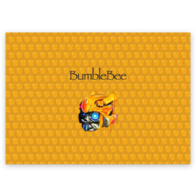 Поздравительная открытка с принтом BumbleBee в Тюмени, 100% бумага | плотность бумаги 280 г/м2, матовая, на обратной стороне линовка и место для марки
 | Тематика изображения на принте: 2019 | bumble bee | transformers | арт | бамблби | желтая | киборг | классная | мёд | надпись | прикольная | пчела | робот | соты | трансформеры | улей | фильм