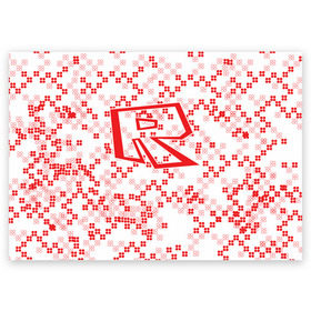 Поздравительная открытка с принтом Roblox в Тюмени, 100% бумага | плотность бумаги 280 г/м2, матовая, на обратной стороне линовка и место для марки
 | Тематика изображения на принте: dynablocks | roblox | robux | белый | блоки | вселенная | герои | красный | кубики | роблокс | симулятор