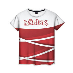 Женская футболка 3D с принтом Роблокс в Тюмени, 100% полиэфир ( синтетическое хлопкоподобное полотно) | прямой крой, круглый вырез горловины, длина до линии бедер | dynablocks | roblox | robux | белый | блоки | вселенная | герои | красный | кубики | роблокс | симулятор