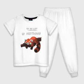 Детская пижама хлопок с принтом To do list: [v] Nothing в Тюмени, 100% хлопок |  брюки и футболка прямого кроя, без карманов, на брюках мягкая резинка на поясе и по низу штанин
 | chillout | лень | лист | ничего | отдых | панда | расслабон | чилаут