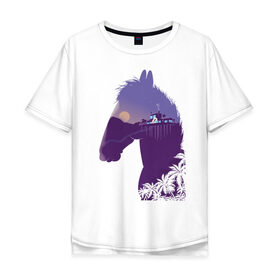Мужская футболка хлопок Oversize с принтом БоДжек силуэт в Тюмени, 100% хлопок | свободный крой, круглый ворот, “спинка” длиннее передней части | Тематика изображения на принте: bojack | horseman | боджек | конь | силуэт