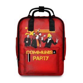 Женский рюкзак 3D с принтом Communist party в Тюмени, 100% полиэстер | лямки с регулируемой длиной, сверху ручки, чтобы рюкзак нести как сумку. Основное отделение закрывается на молнию, как и внешний карман. Внутри два дополнительных кармана, один из которых закрывается на молнию. По бокам два дополнительных кармашка, куда поместится маленькая бутылочка
 | Тематика изображения на принте: вечеринка | звезда | кастро | коммунизм | коммунист | коммунистическая | ленин | мао | маркс | молот | партия | рауль | серп | сталин | тусовка | ульянов | фидель | цзиньпин | цзэдун | энгельс