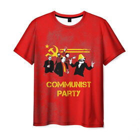 Мужская футболка 3D с принтом Communist party в Тюмени, 100% полиэфир | прямой крой, круглый вырез горловины, длина до линии бедер | вечеринка | звезда | кастро | коммунизм | коммунист | коммунистическая | ленин | мао | маркс | молот | партия | рауль | серп | сталин | тусовка | ульянов | фидель | цзиньпин | цзэдун | энгельс