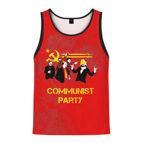 Мужская майка 3D с принтом Communist party в Тюмени, 100% полиэстер | круглая горловина, приталенный силуэт, длина до линии бедра. Пройма и горловина окантованы тонкой бейкой | Тематика изображения на принте: вечеринка | звезда | кастро | коммунизм | коммунист | коммунистическая | ленин | мао | маркс | молот | партия | рауль | серп | сталин | тусовка | ульянов | фидель | цзиньпин | цзэдун | энгельс