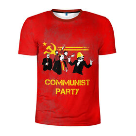 Мужская футболка 3D спортивная с принтом Communist party в Тюмени, 100% полиэстер с улучшенными характеристиками | приталенный силуэт, круглая горловина, широкие плечи, сужается к линии бедра | Тематика изображения на принте: вечеринка | звезда | кастро | коммунизм | коммунист | коммунистическая | ленин | мао | маркс | молот | партия | рауль | серп | сталин | тусовка | ульянов | фидель | цзиньпин | цзэдун | энгельс