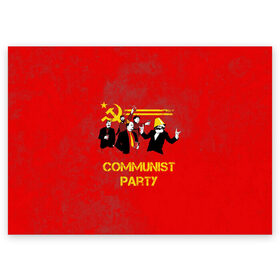 Поздравительная открытка с принтом Communist party в Тюмени, 100% бумага | плотность бумаги 280 г/м2, матовая, на обратной стороне линовка и место для марки
 | Тематика изображения на принте: вечеринка | звезда | кастро | коммунизм | коммунист | коммунистическая | ленин | мао | маркс | молот | партия | рауль | серп | сталин | тусовка | ульянов | фидель | цзиньпин | цзэдун | энгельс