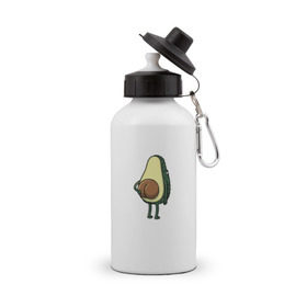 Бутылка спортивная с принтом Авокадо в Тюмени, металл | емкость — 500 мл, в комплекте две пластиковые крышки и карабин для крепления | Тематика изображения на принте: косточка | овощ | попка | фрукт