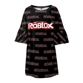 Детское платье 3D с принтом Roblox в Тюмени, 100% полиэстер | прямой силуэт, чуть расширенный к низу. Круглая горловина, на рукавах — воланы | Тематика изображения на принте: game | gamer | roblox | игры | логотип | роблокс