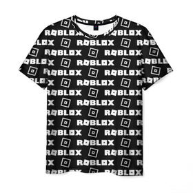 Мужская футболка 3D с принтом ROBLOX в Тюмени, 100% полиэфир | прямой крой, круглый вырез горловины, длина до линии бедер | Тематика изображения на принте: game | gamer | logo | roblox | игры | логотип | роблокс