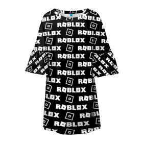 Детское платье 3D с принтом ROBLOX в Тюмени, 100% полиэстер | прямой силуэт, чуть расширенный к низу. Круглая горловина, на рукавах — воланы | game | gamer | logo | roblox | игры | логотип | роблокс