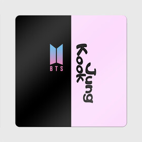 Магнит виниловый Квадрат с принтом BTS Jung Kook в Тюмени, полимерный материал с магнитным слоем | размер 9*9 см, закругленные углы | Тематика изображения на принте: bts | jung kook | бтс | группа | корейская | музыка | розовый | цветы | черный