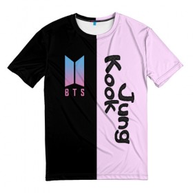 Мужская футболка 3D с принтом BTS Jung Kook в Тюмени, 100% полиэфир | прямой крой, круглый вырез горловины, длина до линии бедер | bts | jung kook | бтс | группа | корейская | музыка | розовый | цветы | черный