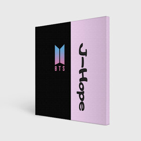 Холст квадратный с принтом BTS J-hope в Тюмени, 100% ПВХ |  | bts | j hope | бтс | группа | корейская | музыка | розовый | цветы | черный