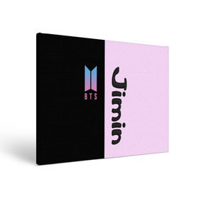 Холст прямоугольный с принтом BTS Jimin в Тюмени, 100% ПВХ |  | bts | jimin | бтс | группа | корейская | музыка | розовый | цветы | черный