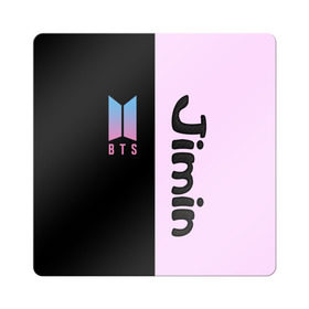 Магнит виниловый Квадрат с принтом BTS Jimin в Тюмени, полимерный материал с магнитным слоем | размер 9*9 см, закругленные углы | Тематика изображения на принте: bts | jimin | бтс | группа | корейская | музыка | розовый | цветы | черный