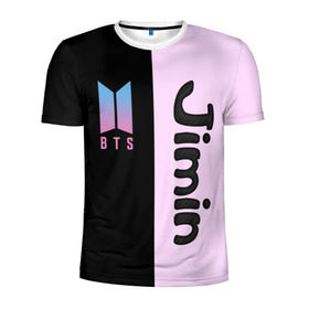 Мужская футболка 3D спортивная с принтом BTS Jimin в Тюмени, 100% полиэстер с улучшенными характеристиками | приталенный силуэт, круглая горловина, широкие плечи, сужается к линии бедра | bts | jimin | бтс | группа | корейская | музыка | розовый | цветы | черный