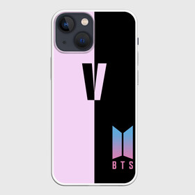 Чехол для iPhone 13 mini с принтом BTS V в Тюмени,  |  | bts | бтс | группа | корейская | музыка | розовый | цветы | черный