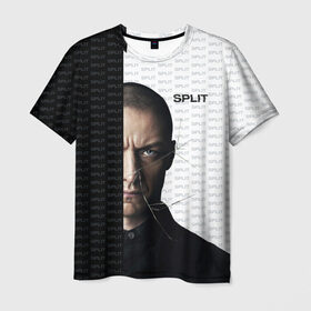 Мужская футболка 3D с принтом Сплит в Тюмени, 100% полиэфир | прямой крой, круглый вырез горловины, длина до линии бедер | split | кино | макэвой | неуязвимый | сплит | стекло | триллер | фильм | шьямалан