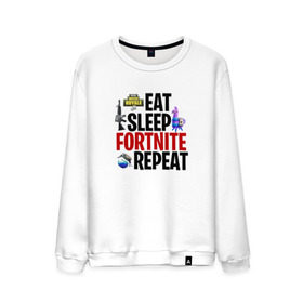 Мужской свитшот хлопок с принтом Eat Sleep Fortnite Repeat в Тюмени, 100% хлопок |  | 