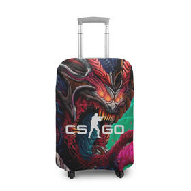 Чехол для чемодана 3D с принтом CS GO hyper beast skin в Тюмени, 86% полиэфир, 14% спандекс | двустороннее нанесение принта, прорези для ручек и колес | beast | counterstike | csgo | hyper | hyperbeast | m4a1s | steam | винтовка | контра | кс | ксго | шмотки