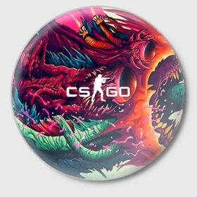 Значок с принтом CS GO hyper beast skin в Тюмени,  металл | круглая форма, металлическая застежка в виде булавки | beast | counterstike | csgo | hyper | hyperbeast | m4a1s | steam | винтовка | контра | кс | ксго | шмотки