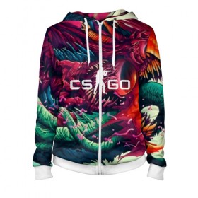 Женская толстовка 3D на молнии с принтом CS GO hyper beast skin в Тюмени, 100% полиэстер | длина до линии бедра, манжеты и пояс оформлены мягкой тканевой резинкой, двухслойный капюшон со шнурком для регулировки, спереди молния, по бокам два кармана | beast | counterstike | csgo | hyper | hyperbeast | m4a1s | steam | винтовка | контра | кс | ксго | шмотки