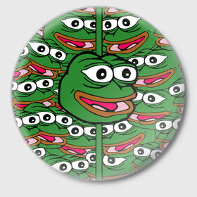 Значок с принтом Good / Sad frog в Тюмени,  металл | круглая форма, металлическая застежка в виде булавки | Тематика изображения на принте: bad | dab | frog | good | kek | pepe | sad | кек | лягушка | мем | мемы | пепе | со смыслом | фрог